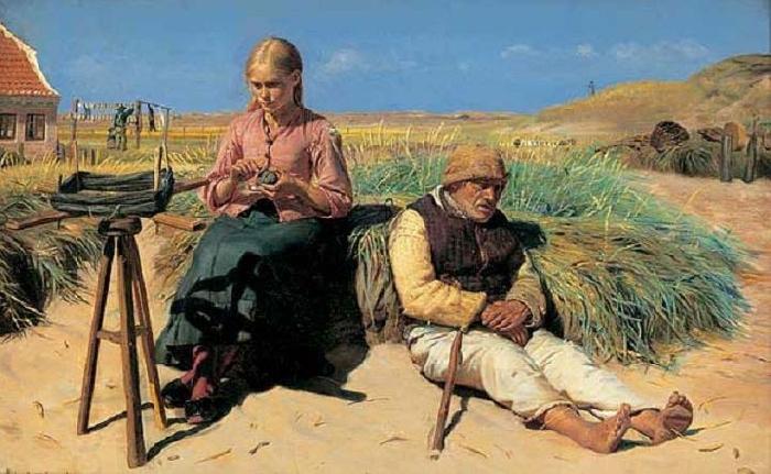 Michael Ancher Figures in landscape China oil painting art